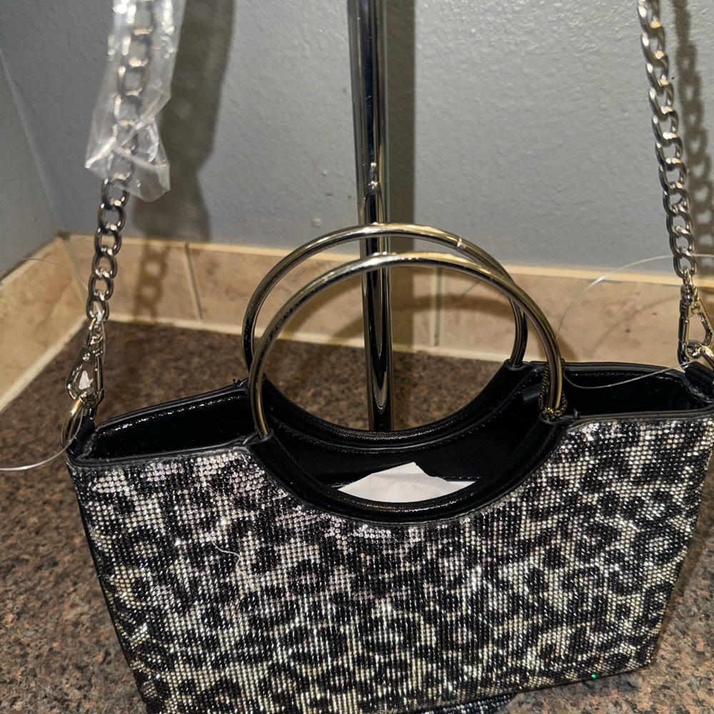Black and Silver Women's sparkle Shoulder Bag NWT